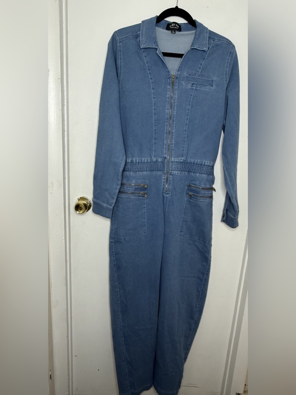 C'est Toi Denim Jumpsuit in Blue Size Large Like New